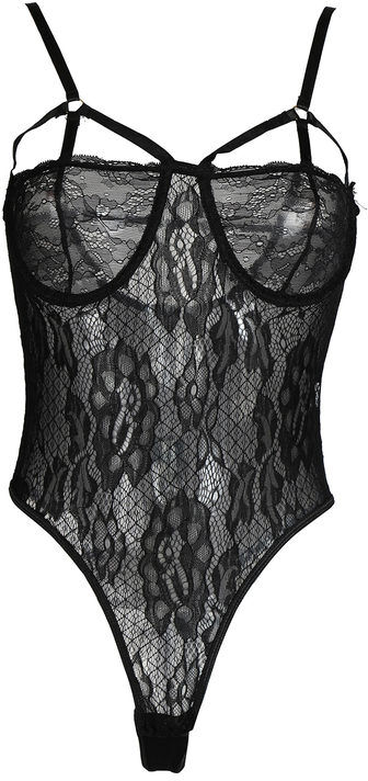 age body in pizzo con ferretto body donna nero taglia unica