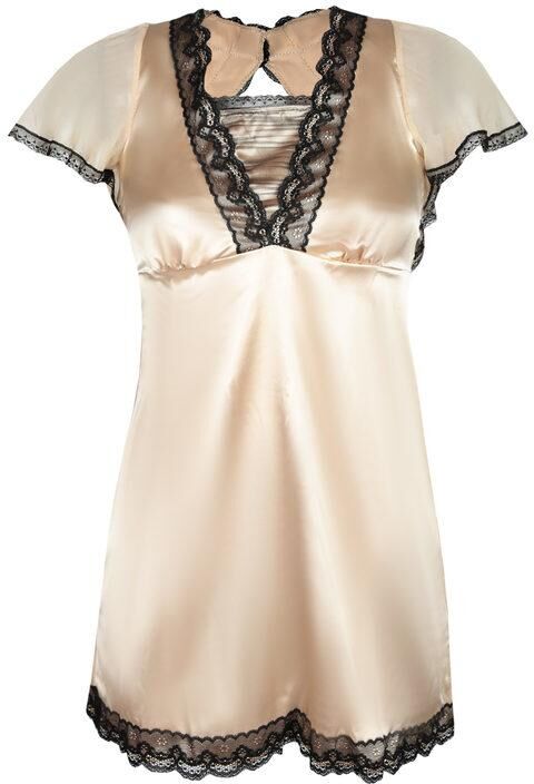 Solada Babydoll in raso con pizzo + perizoma Intimo Sexy donna Beige taglia Unica