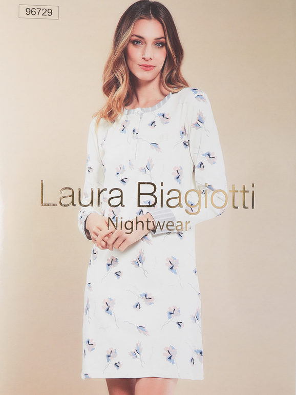 Laura Biagiotti Camicia da notte donna in cotone con stampe Pigiami donna Grigio taglia M