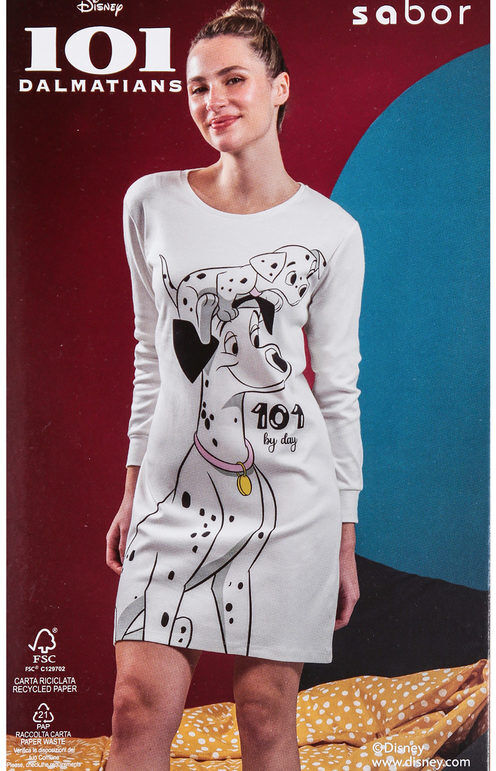 Disney CARICA DEI 101 Camicia da notte donna manica lunga Pigiami donna Bianco taglia S