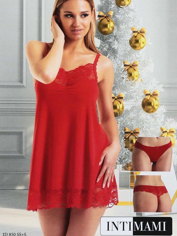 Intimami Completo intimo donna sottoveste + perizoma Completi Intimi donna Rosso taglia L