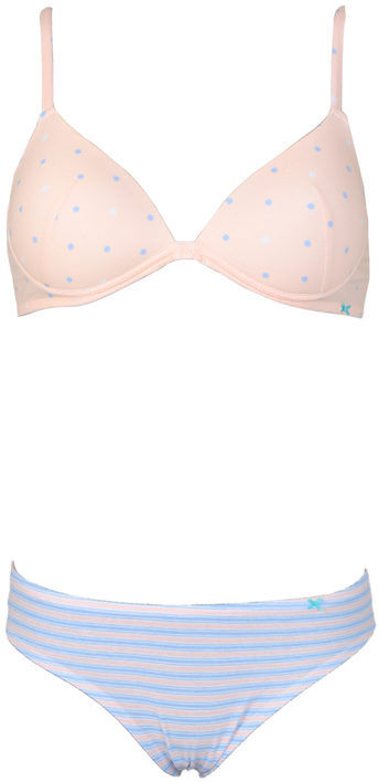 Infiore Coordinato intimo donna con pois e righe Completi Intimi donna Rosa taglia 02