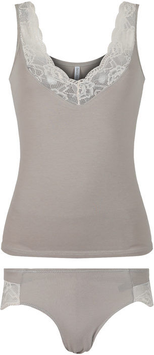 Magic Dream Coordinato intimo top+culotte con pizzo Completi Intimi donna Grigio taglia S