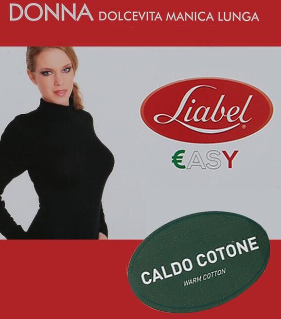 Liabel Dolcevita a manica lunga in caldo cotone Maglie Intime donna Nero taglia XS