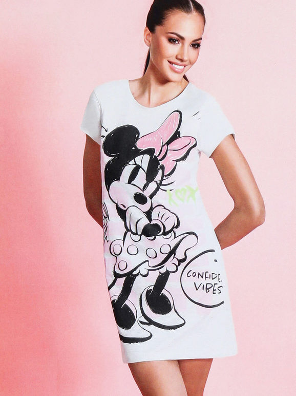 Disney Minnie camicia da notte a maniche corte in cotone jersey Pigiami donna Grigio taglia L