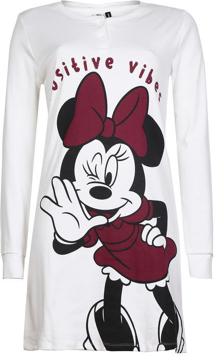 Disney MINNIE Camicia da notte donna manica lunga Pigiami donna Bianco taglia L