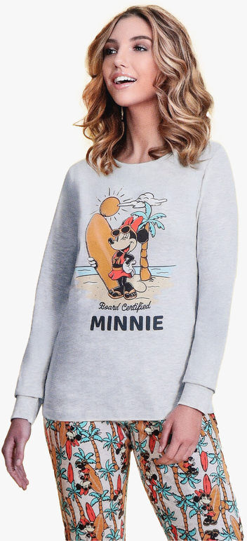 Disney Minnie Mouse pigiama lungo donna in cotone jersey Pigiami donna Grigio taglia S