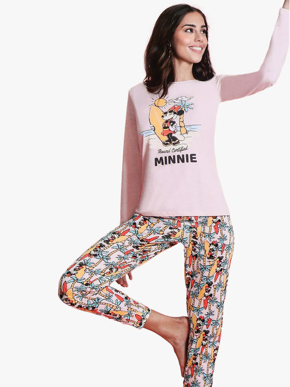 Disney Minnie Mouse pigiama lungo donna in cotone jersey Pigiami donna Rosa taglia S