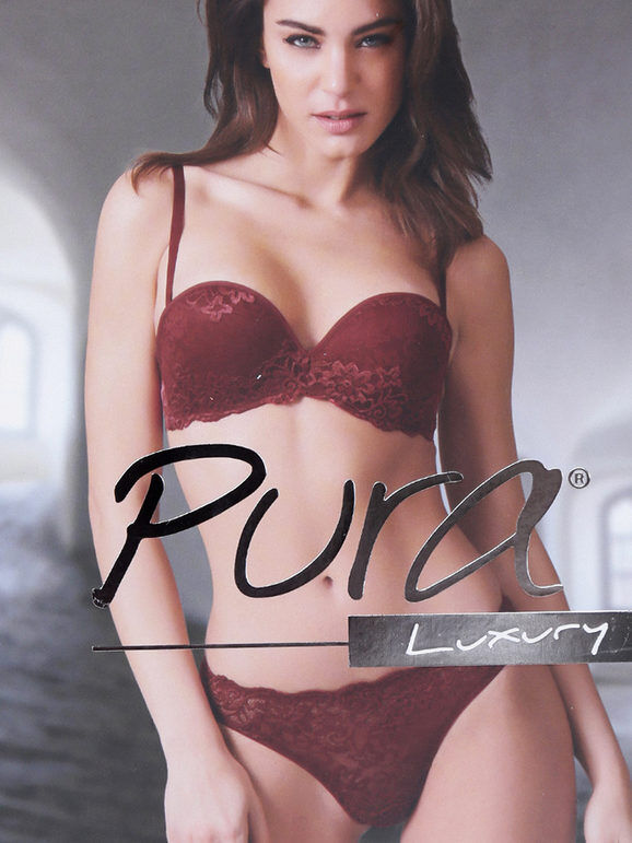 Pura P0701C Fascia imbottita graduata + slip in pizzo Completi Intimi donna Rosso taglia 04