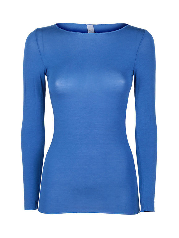 Pura P0713M Maglietta donna in cashmere a manica lunga Maglie Intime donna Blu taglia XL