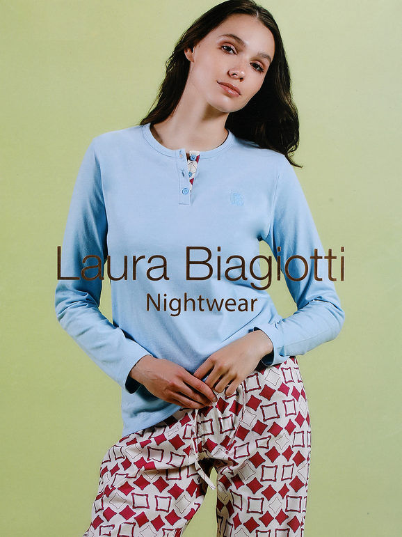 Laura Biagiotti Pigiama lungo da donna in cotone Pigiami donna Blu taglia M