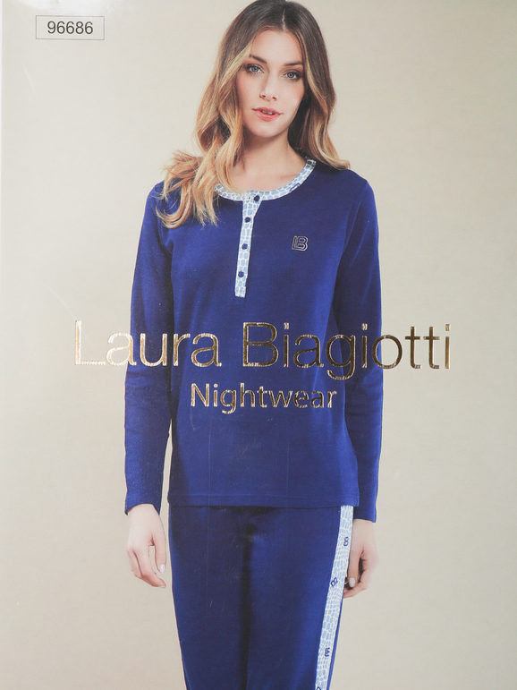 Laura Biagiotti Pigiama lungo donna in cotone Pigiami donna Blu taglia S