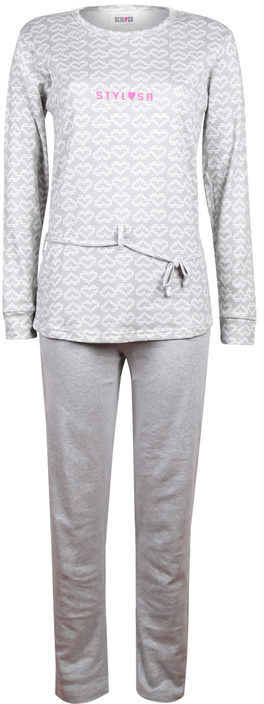 Stylosa Pigiama lungo in cotone donna Pigiami donna Grigio taglia XL