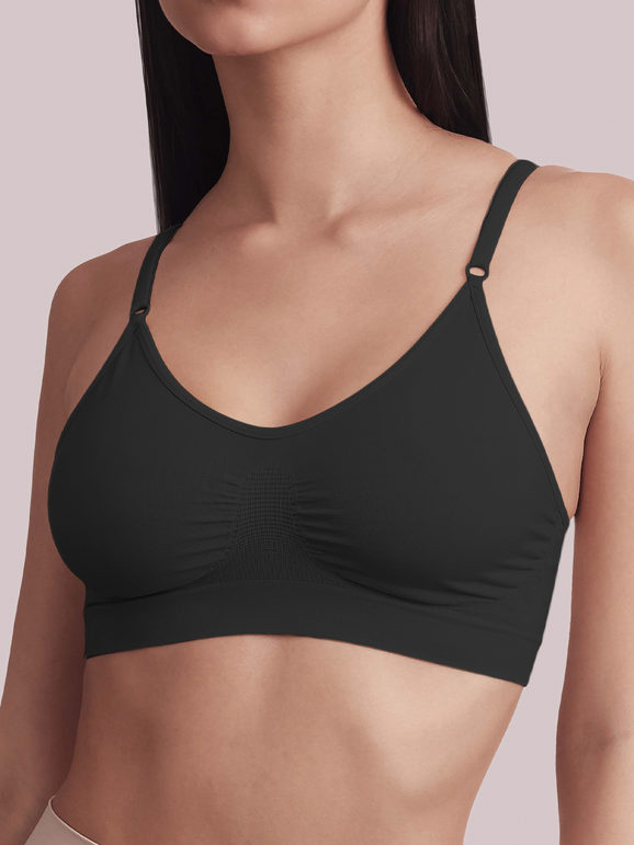 Bellissima Reggiseno a top donna contenitivo in microfibra Reggiseni donna Nero taglia L/XL