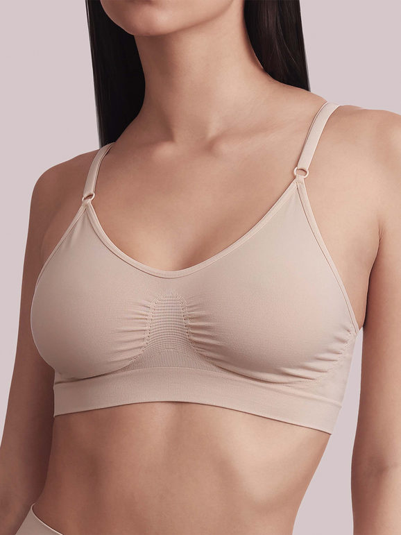 Bellissima Reggiseno a top donna contenitivo in microfibra Reggiseni donna Beige taglia L/XL