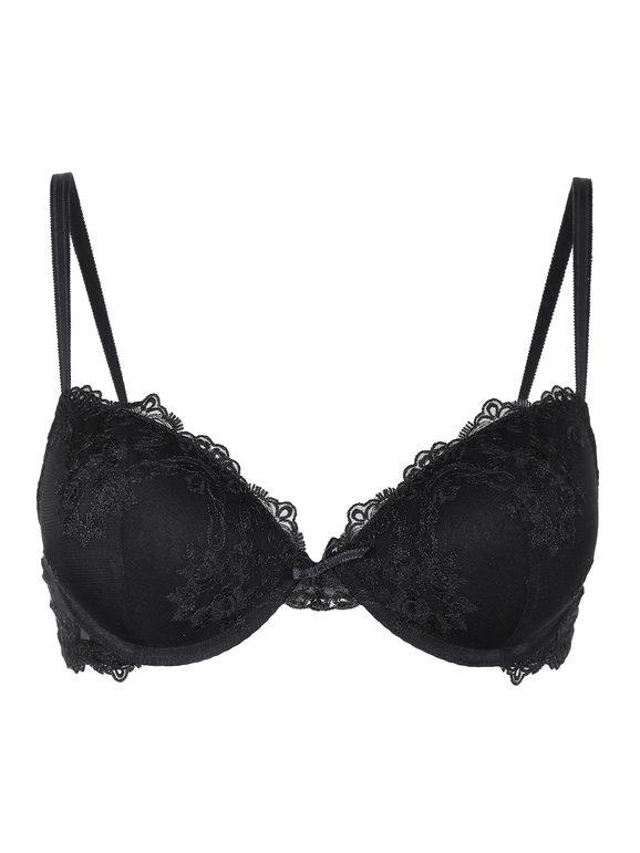 SieLei Reggiseno push up in pizzo con ferretto 1946 Reggiseni donna Nero taglia 03