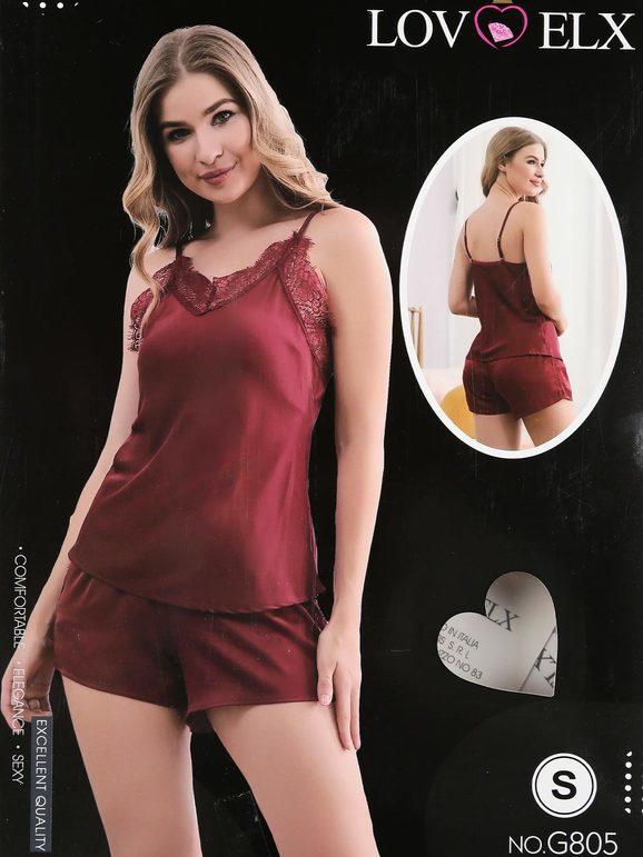 Lovelx Set pigiama donna effetto raso Pigiami donna Rosso taglia XL