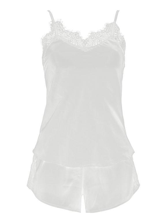 Lovelx Set pigiama donna effetto raso Pigiami donna Bianco taglia XL