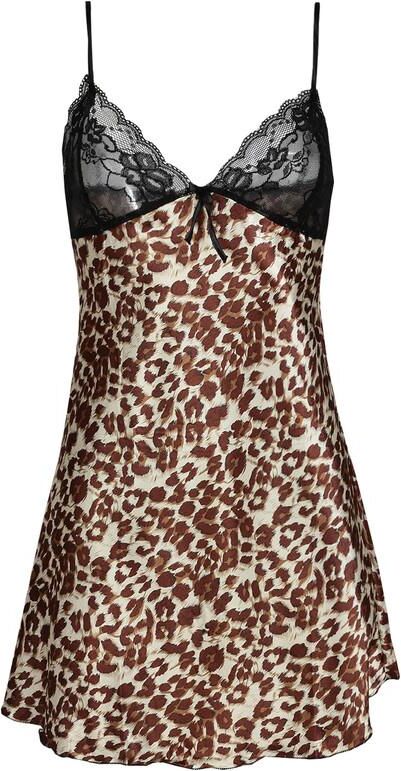 Solada Sottoveste leopardata con pizzo Sottovesti donna Marrone taglia L