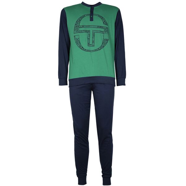 sergio tacchini pigiama lungo da uomo in cotone pigiami uomo verde taglia m