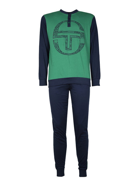 Sergio Tacchini Pigiama lungo da uomo in cotone Pigiami uomo Verde taglia XL