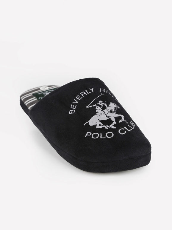 Polo Club Pantofole uomo in tessuto scamosciato Pantofole uomo Nero taglia 42