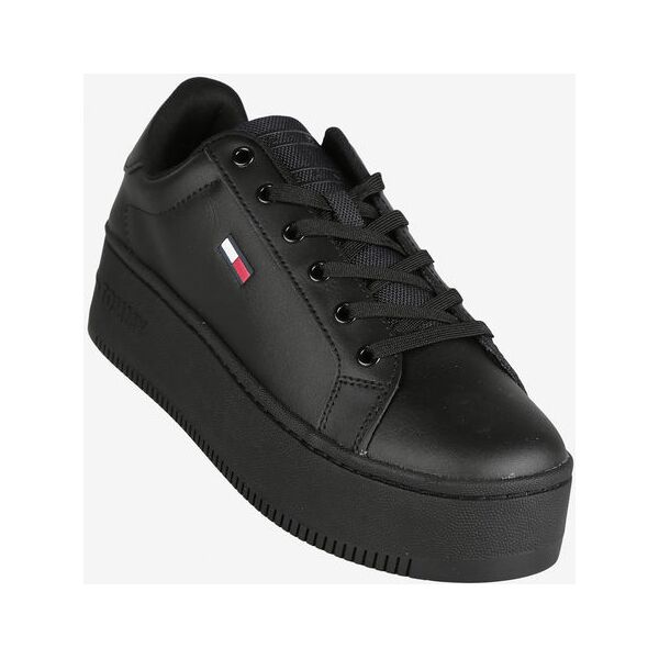 tommy hilfiger flatform ess sneakers da donna in pelle con zeppa sneakers con zeppa donna nero taglia 40