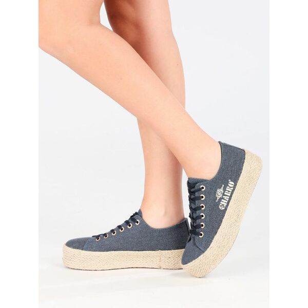 charro scarpe in tela jeans con platform in corda sneakers con zeppa donna jeans taglia 38