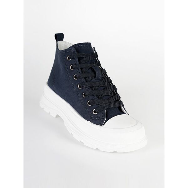 maira sneakers alte in tela con platform sneakers con zeppa donna blu taglia 38