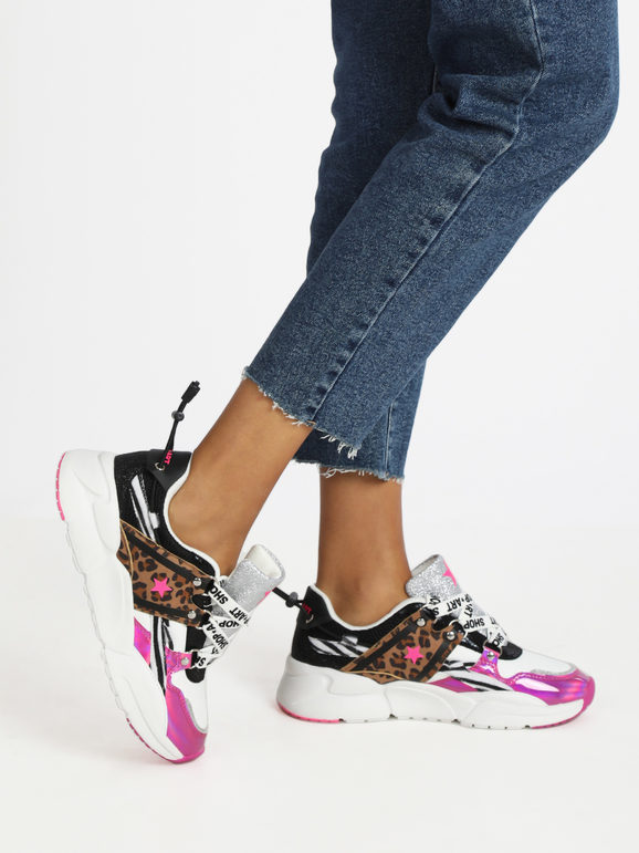 shop art chunky vanessa sneakers multicolor con stampa animalier donna sneakers con zeppa donna multicolore taglia 36