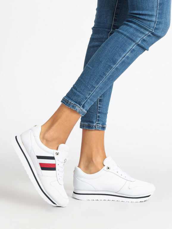 tommy hilfiger corporate lifestyle runner sneakers in pelle donna sneakers basse donna bianco taglia 38