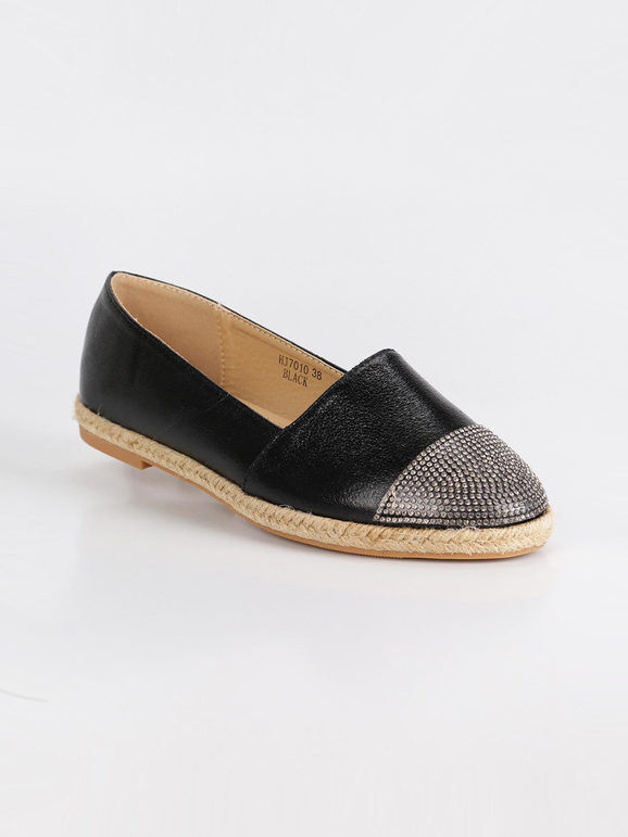 sweet espadrillas con strass e corda sneakers basse donna nero taglia 36