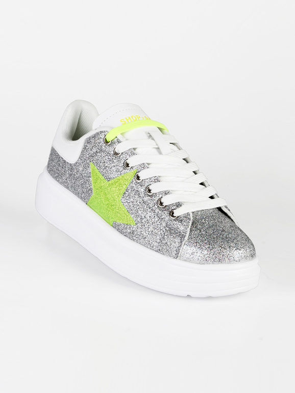 shop art sneakers donna glitter sneakers basse donna argento taglia 39