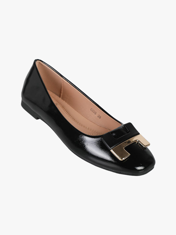 la flor Ballerine donna lucide con punta squadrata Ballerine donna Nero taglia 37