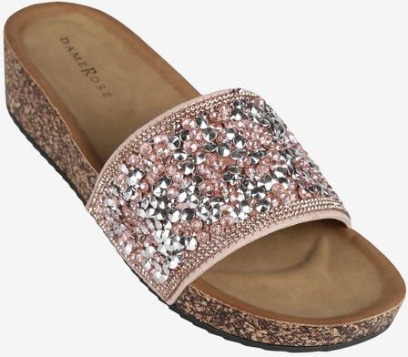 Dame Rose Ciabatte con zeppa donna con strass Ciabatte donna Beige taglia 37