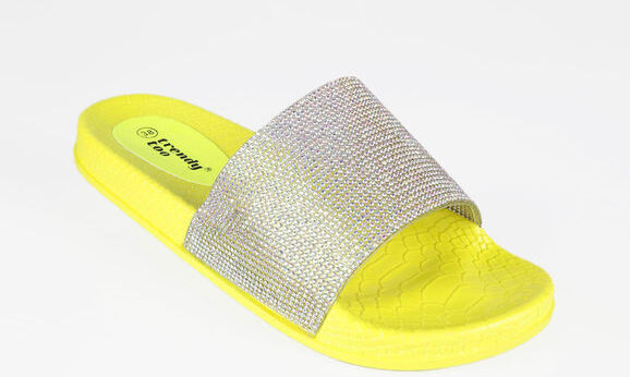 Trendy Too Ciabatte fluo con strass Ciabatte donna Giallo taglia 37