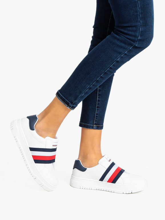 Tommy Hilfiger ELASTIC STRIPES LOW CUT Sneakers slip on donna Sneakers Basse donna Bianco taglia 40