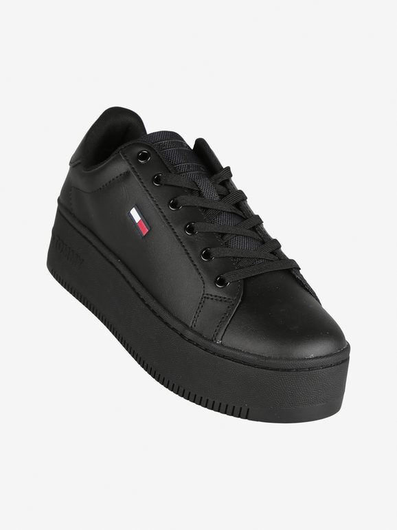 Tommy Hilfiger FLATFORM ESS Sneakers da donna in pelle con zeppa Sneakers con Zeppa donna Nero taglia 36