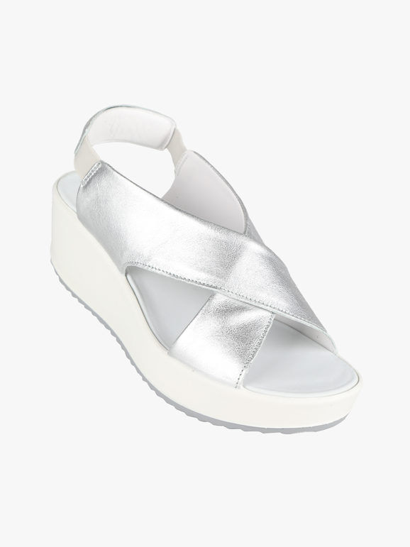 IGI&Co ; Sandali in pelle da donna modello slip on Sandali con Zeppa donna Argento taglia 39