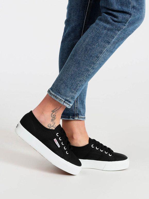 Superga Scarpe donna in tela con platform 2730 COTU Sneakers Basse donna Nero taglia 36