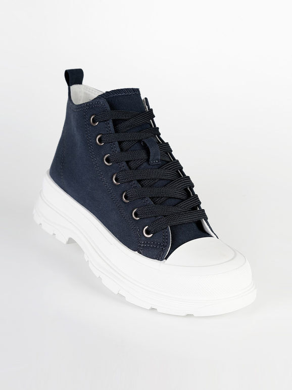 Maira Sneakers alte in tela con platform Sneakers con Zeppa donna Blu taglia 39