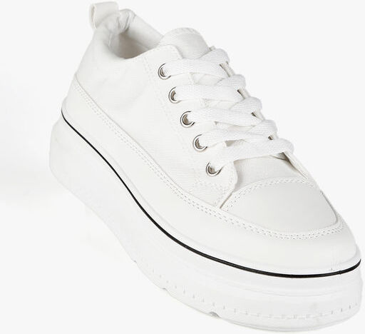 Renda Sneakers donna in tela con platform Sneakers con Zeppa donna Bianco taglia 39