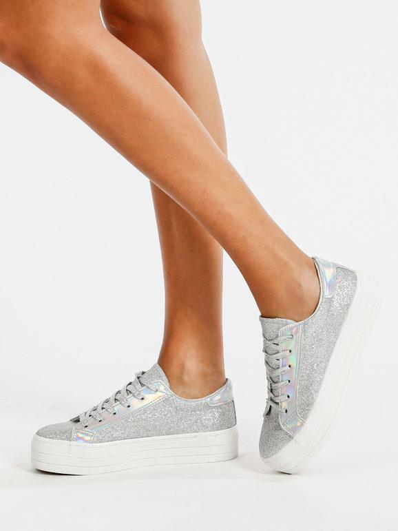 Charro Sneakers glitte argento con platform Sneakers con Zeppa donna Argento taglia 37