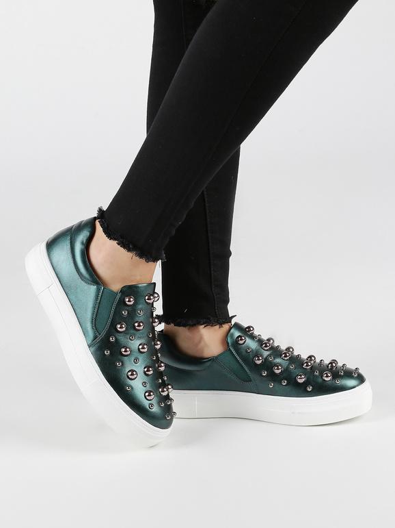 Queen Helena Sneakers slip on con platform Sneakers Basse donna Verde taglia 37