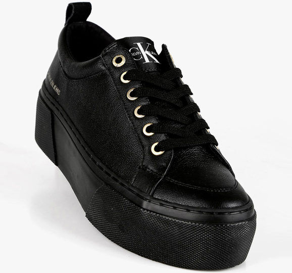 Calvin Klein Vulcanized Flatform + Laceup Sneakers in pelle con platform Sneakers Basse donna Nero taglia 40