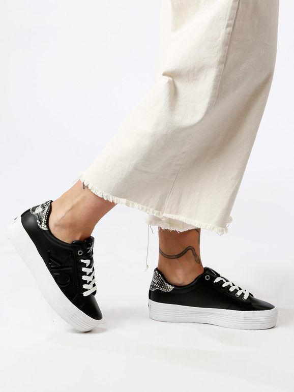 Calvin Klein Vulcanized Flatform Sneakers donna in pelle con platform Sneakers con Zeppa donna Nero taglia 37