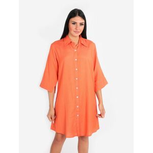 Positano Abito camicia misto lino con bottoni Vestiti donna Arancione taglia S/M