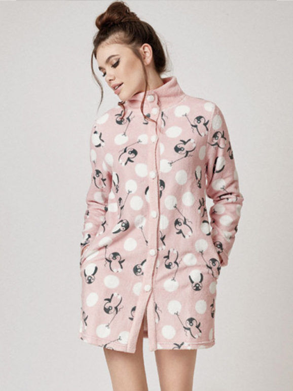 infiore vestaglia donna in pile con bottoni vestaglie donna rosa taglia m