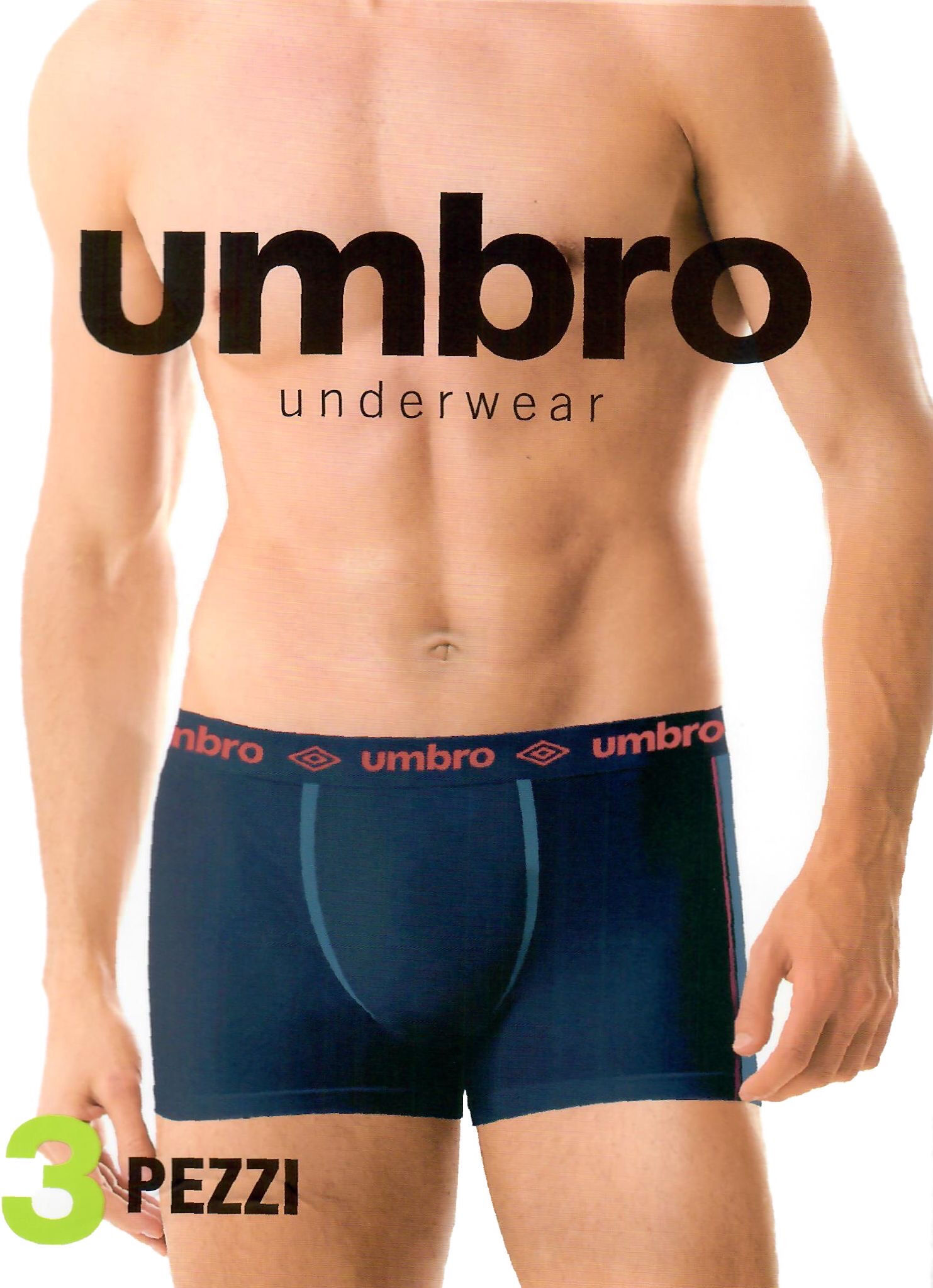 Umbro 3 Boxer da uomo colorati in cotone elasticizzato