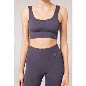 Calzedonia Top Sport Senza Cuciture a Costine Donna Grigio TU